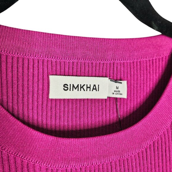 Jonathan Simkhai Kenny Magenta Pink Bubble Hem Knit Taffeta Mini Dress Size M - Picture 5 of 12
